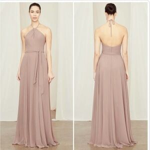 Amsale Dusty Rose Backless Halter Dress